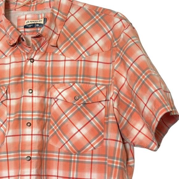 Magellan Outdoor Shirt Men’s 2XL Orange Plaid Classic Fit Vented Fishing - Picture 1 of 8